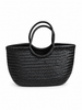 BORSA SHOPPER IN PELLE INTRECCIATA NERA