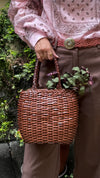 BORSA CESTA IN PELLE INTRECCIATA