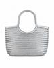 BORSA SHOPPER IN PELLE INTRECCIATA ARGENTO