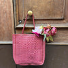 SHOPPER IN PELLE INTRECCIATA ZIG ZAG ROSSA ROSA-50%