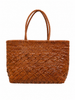 BORSA SHOPPER IN PELLE INTRECCIATA CUOIO