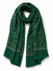 Sciarpa donna in cashmere verde con ricamo floreale