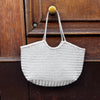 BORSA SHOPPER IN PELLE INTRECCIATA BIANCA MEDIA  -20%