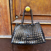 BORSA  IN PELLE INTRECCIATA NERA