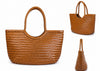 BORSA SHOPPER IN PELLE INTRECCIATA CUOIO