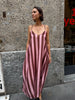 ABITO LUNGO RIGHE ROSA COTTO
