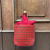 SHOPPER IN PELLE INTRECCIATA PIED DE POULE ROSSO E MARRONE -50%