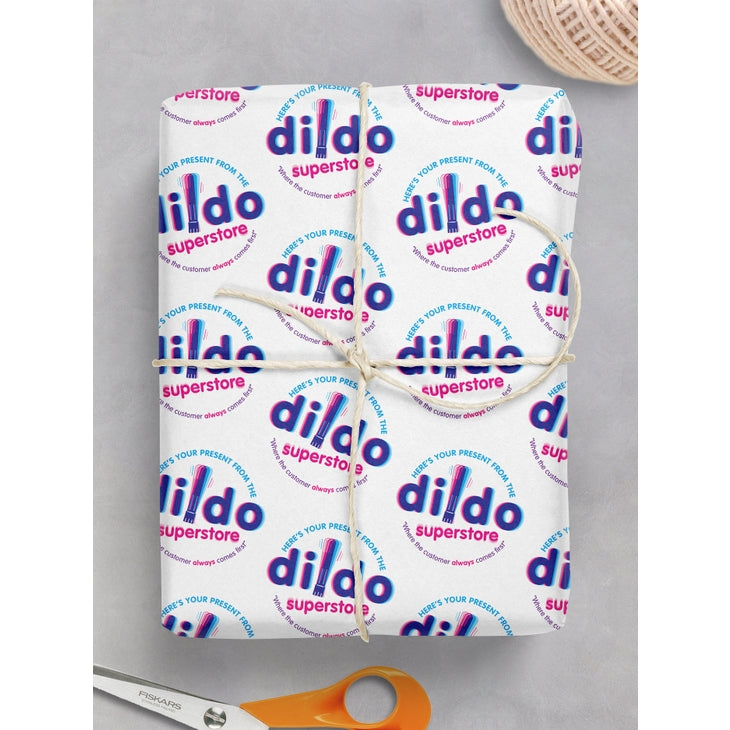 CONFEZIONE 2 FOGLI CARTA DA REGALO DILDO.